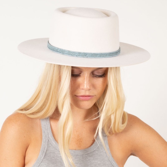 Lack Of Color Cream Wide Brim Fedora with Grey Band main image 5